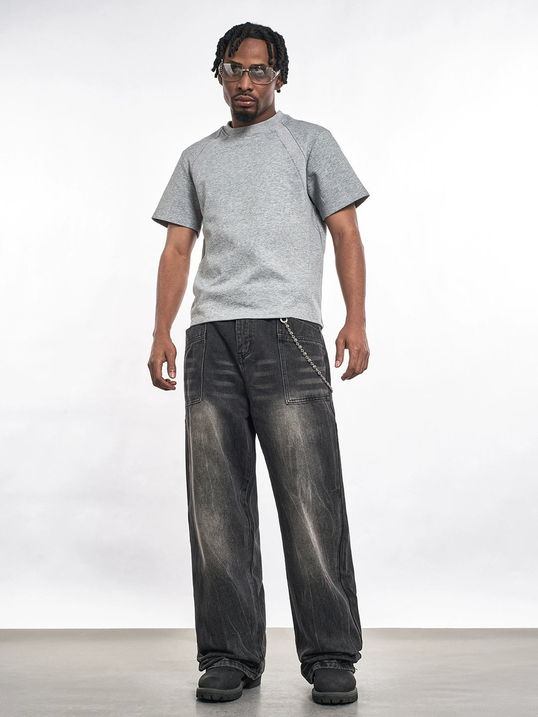 F3F Select Black Washed Patch Pocket Jeans | Face 3 Face