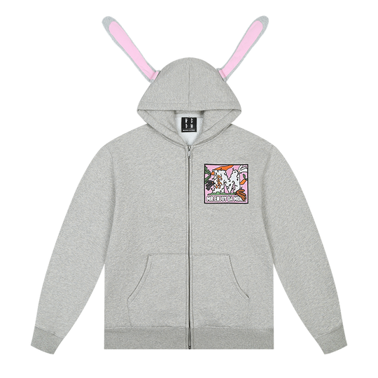 MEDM Bunny Ears Hooded Zip-Up Hoodie | Face 3 Face