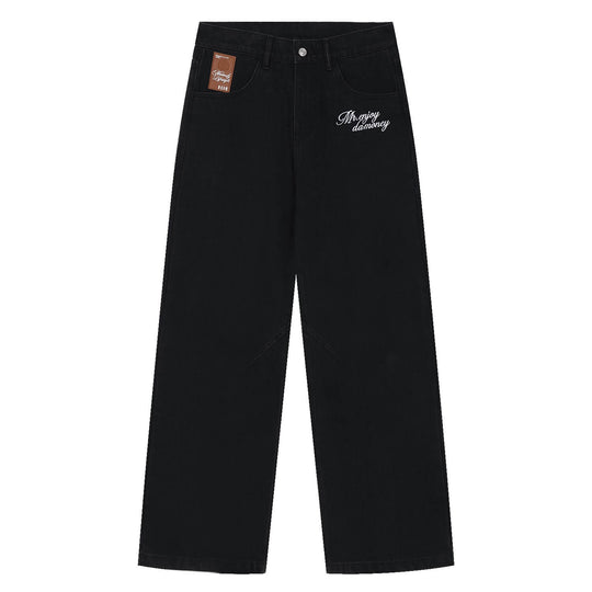 MEDM Leather Label Logo Embroidered Jeans | Face 3 Face