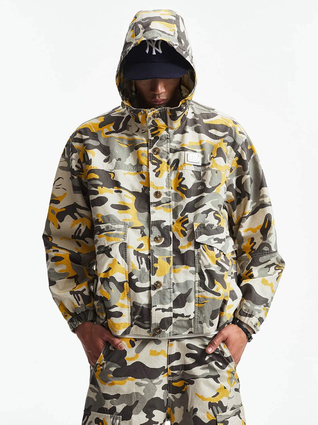 MEDM Custom Color Blocked Camo Hooded Jacket | Face 3 Face