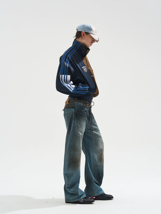 BLIND NO PLAN Color Clash Short Track Jacket | Face 3 Face