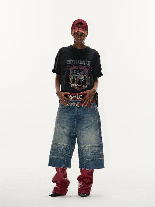 BLIND NO PLAN Washed and Aged Overlapping Print Tee | Face 3 Face