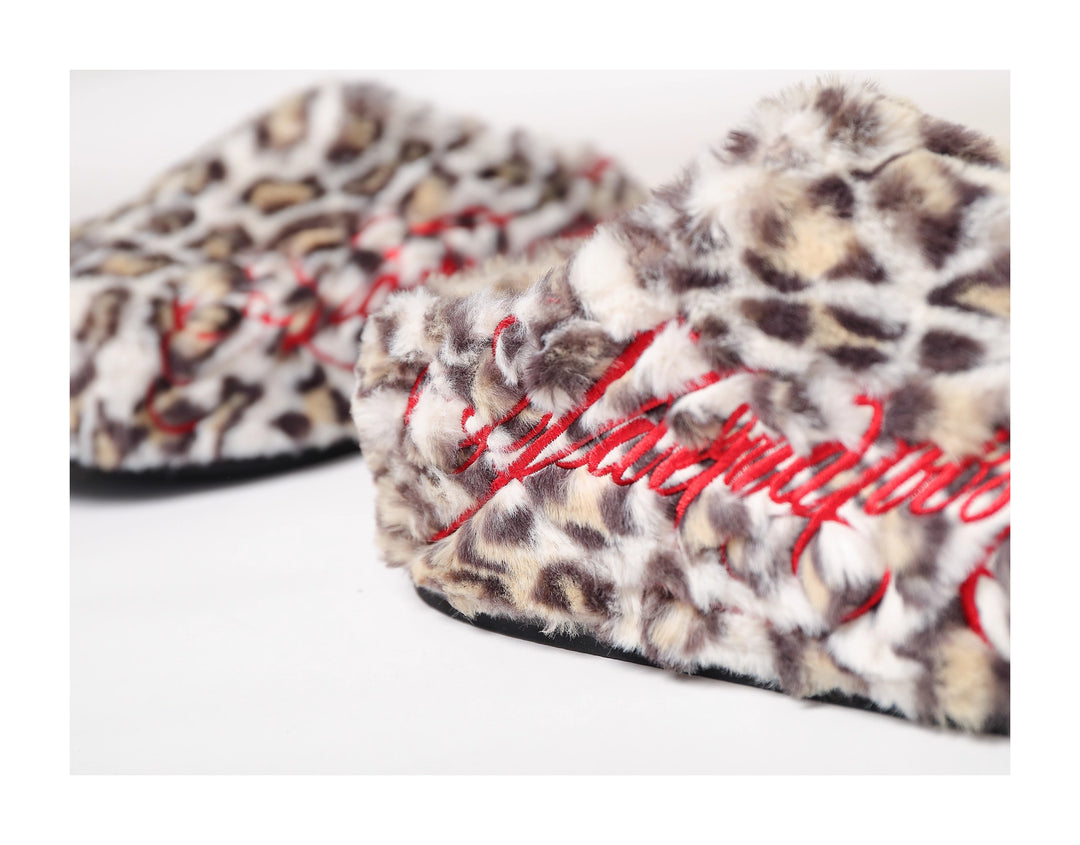 KARMANISTIC Leopard Fur Embroidered Slipper Clogs | Face 3 Face