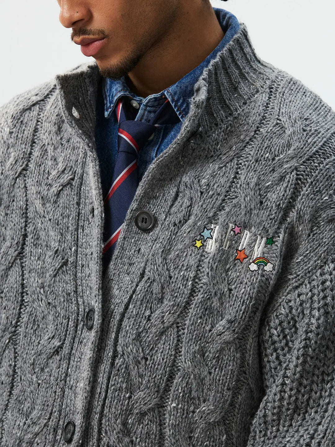 MEDM Speckled Cable Knit Cardigan | Face 3 Face