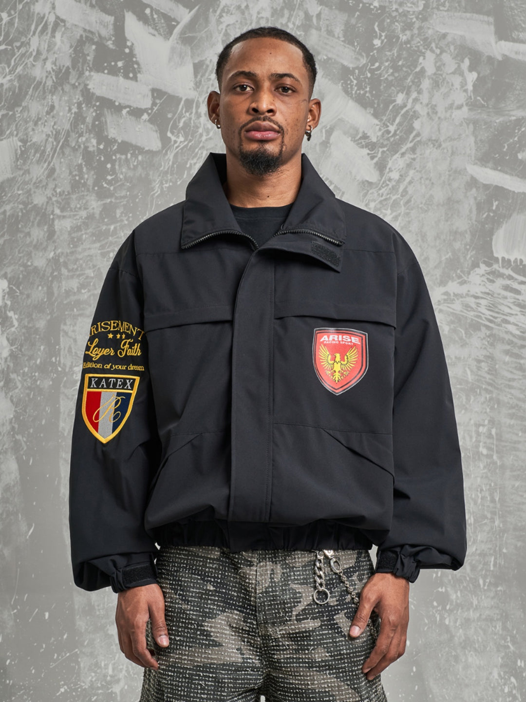 F3F Select Embroidery Windbreaker Police Short Jacket | Face 3 Face