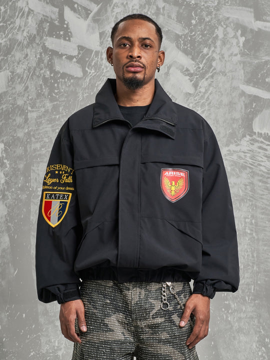 F3F Select Embroidery Windbreaker Police Short Jacket | Face 3 Face