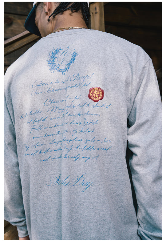 Remedy Wax Seal Handwritten Letter Print Long Sleeve Tee | Face 3 Face