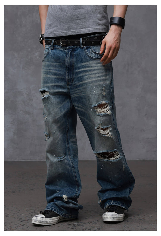 ANTIDOTE Back Embroidery Washed Distressed Jeans | Face 3 Face