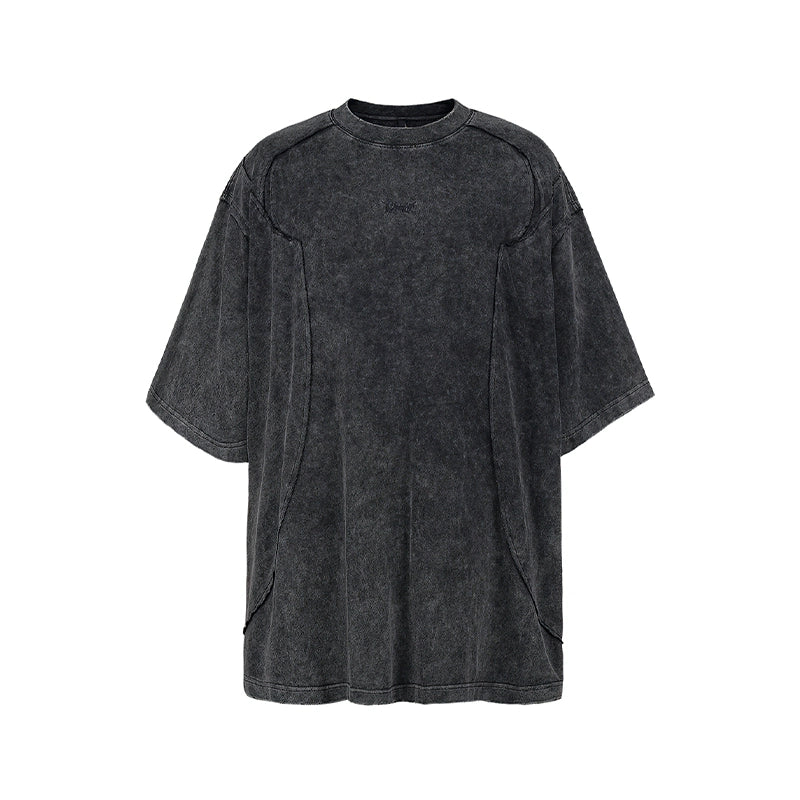 UNDERWATER Black Sand-Washed Faded Deconstructed Tee | Face 3 Face