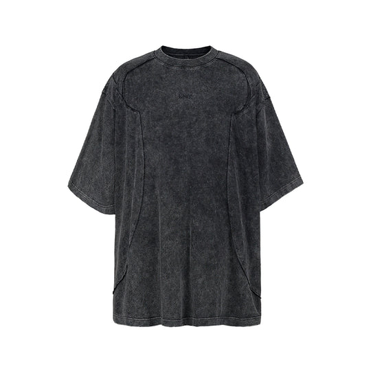 UNDERWATER Black Sand-Washed Faded Deconstructed Tee | Face 3 Face