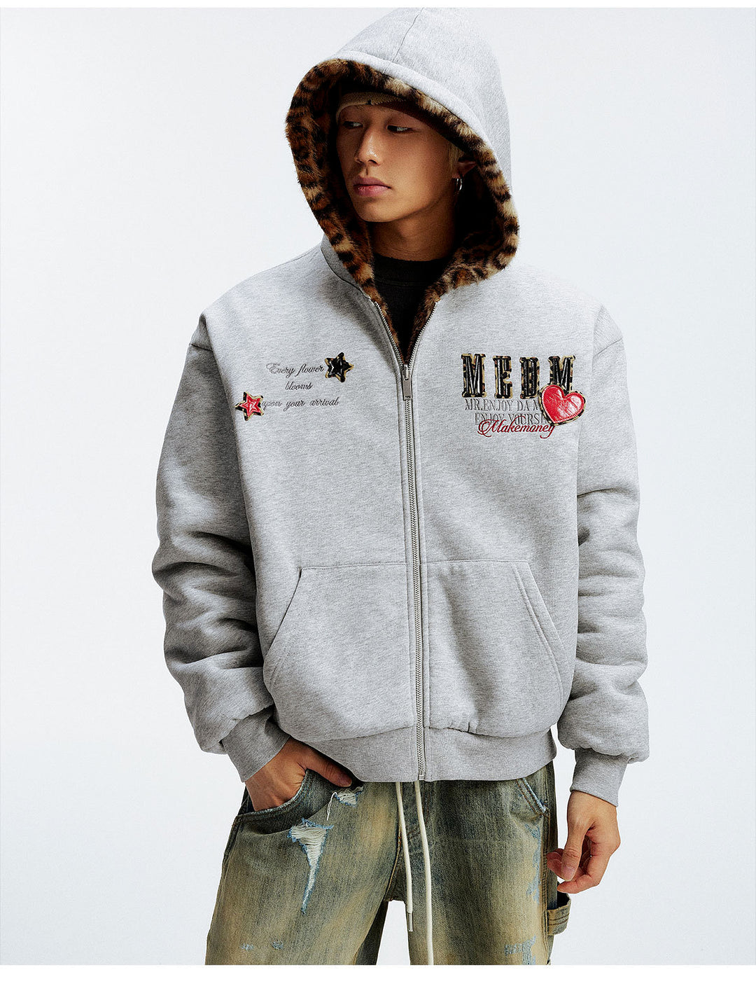 MEDM Reversible Leopard Fur Hooded Jacket | Face 3 Face