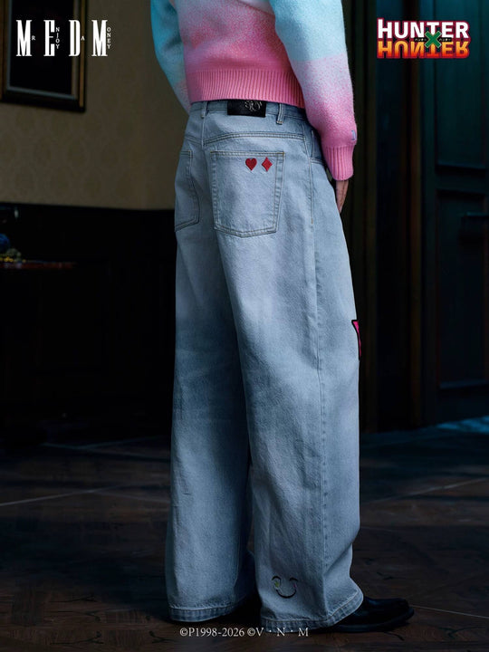 MEDM × HUNTER×HUNTER Hisoka Star and Teardrop Patch Washed Jeans