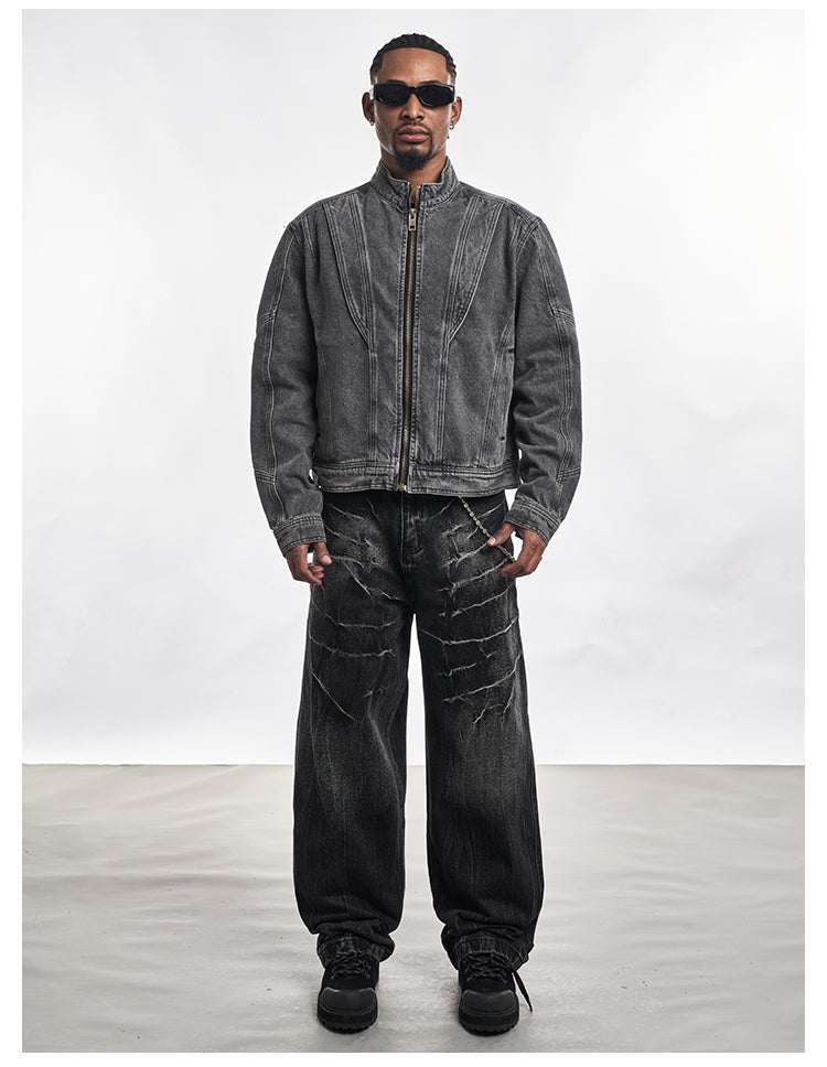 F3F Select Patchwork Washed Denim Short Jacket | Face 3 Face