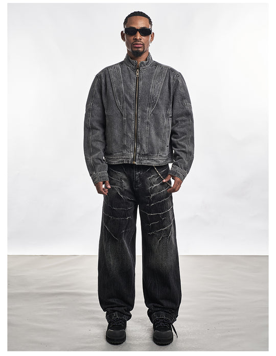 F3F Select Patchwork Washed Denim Short Jacket | Face 3 Face