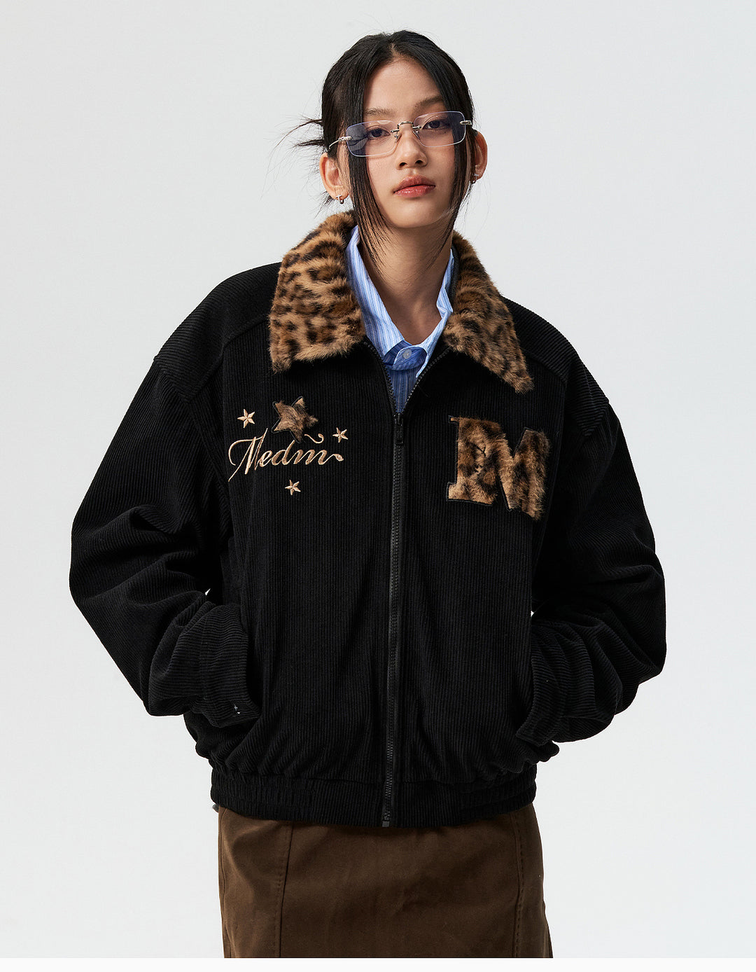 MEDM Leopard Fur Collar Corduroy Jacket | Face 3 Face