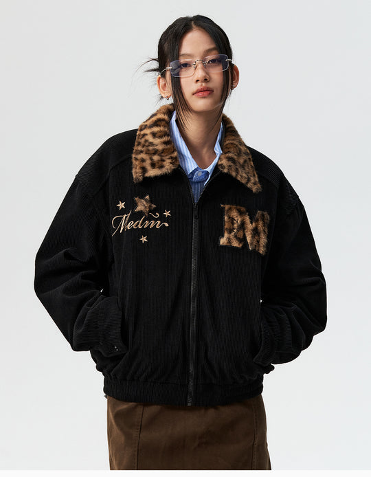MEDM Leopard Fur Collar Corduroy Jacket | Face 3 Face