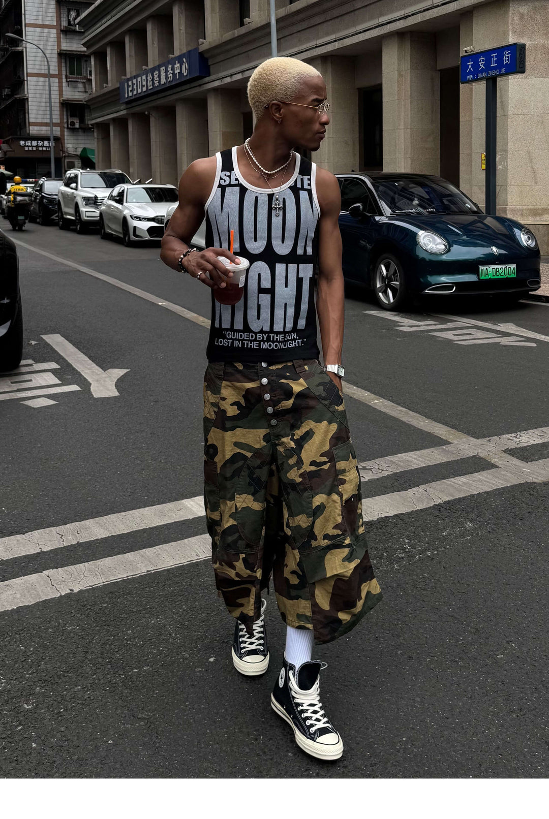 STEEPC Button Fly Camo Baggy Cargo Shorts | Face 3 Face
