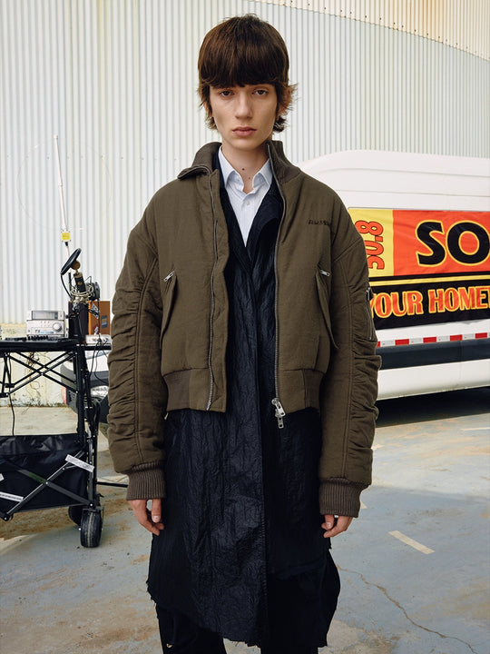 SOD Co. Olive Pilling Custom Pleated MA-1 Bomber Jacket | Face 3 Face