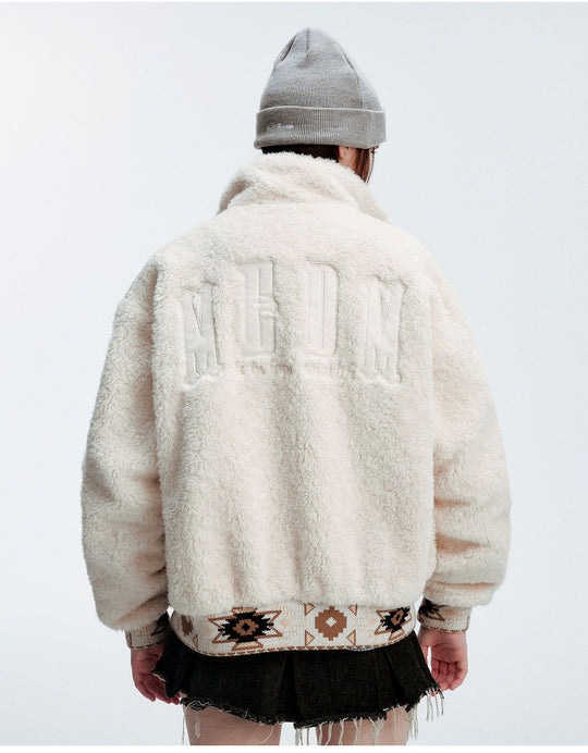 MEDM Ethnic Trim Belted Sherpa Jacket | Face 3 Face