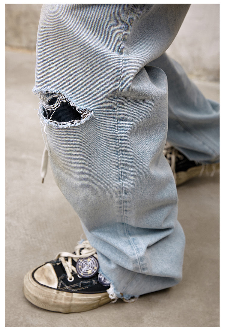 Remedy Back Pocket 3D Design Washed Hole Jeans | Face 3 Face