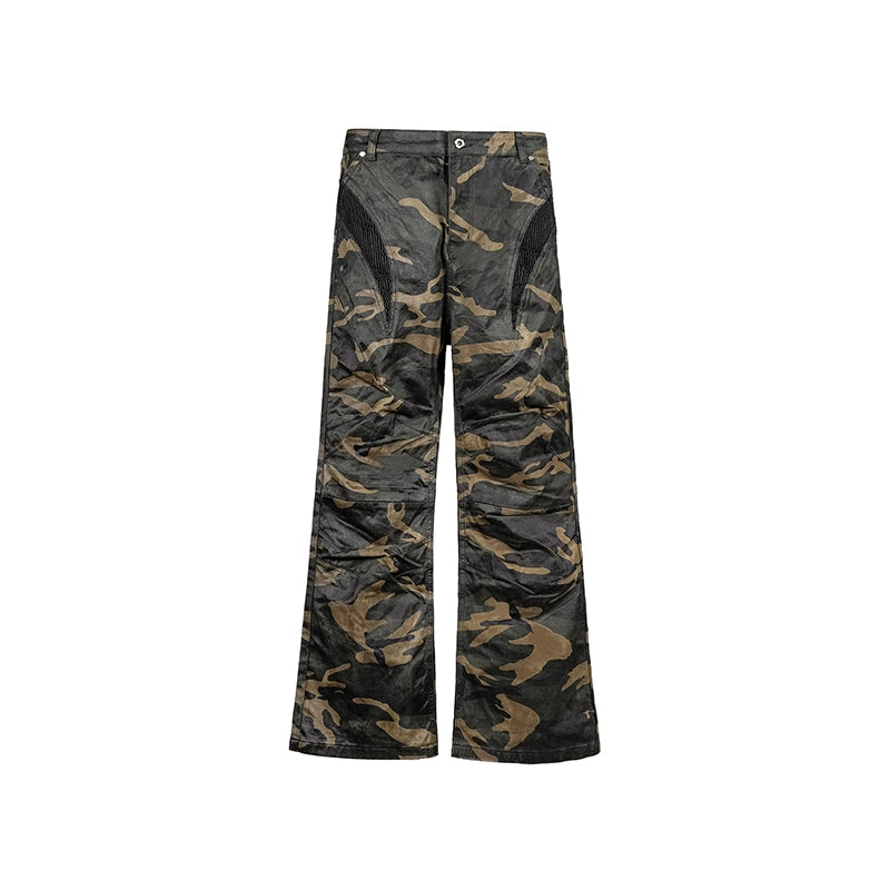 UNDERWATER Deconstructed Waxed Camouflage Bootcut Jeans | Face 3 Face