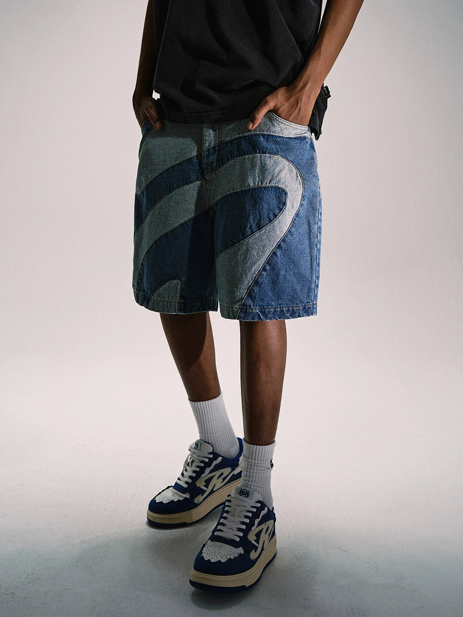 Remedy Wave Graphic Denim Shorts | Face 3 Face