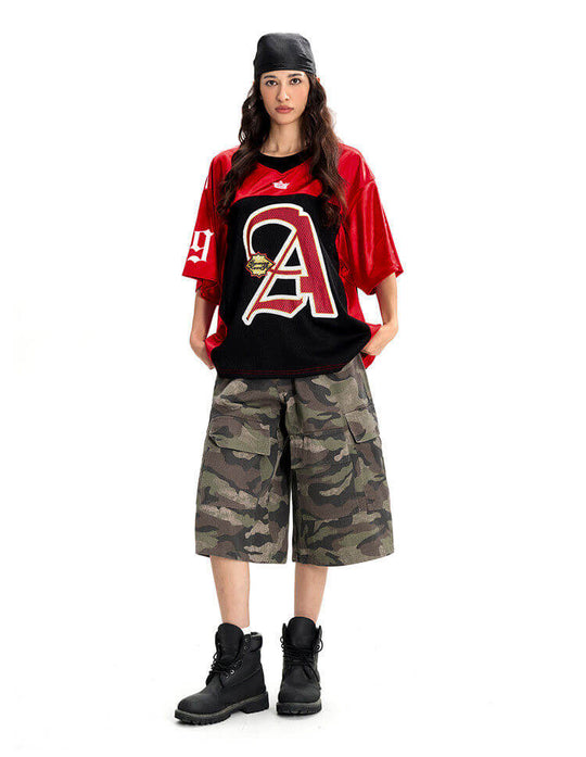 F3F Select Big Letter A Color Block Mesh Short Sleeve Jersey | Face 3 Face