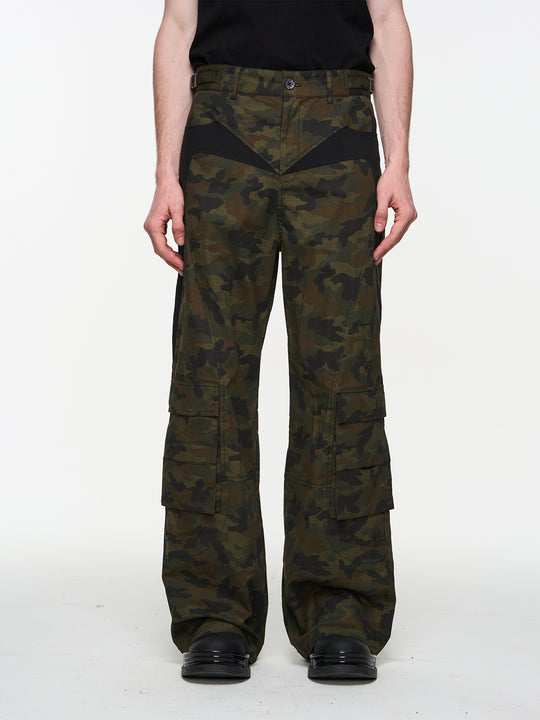 BLIND NO PLAN Colorblocking Textured Check Camouflage Work Cargo Pants | Face 3 Face