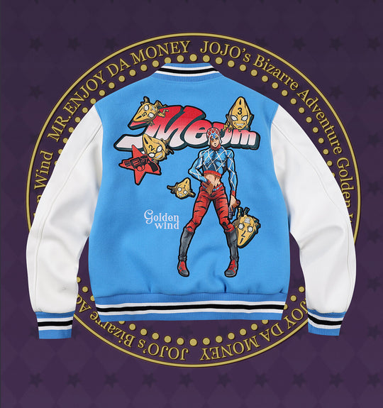 MEDM × JOJO Embroidered Patch Varsity Jacket | Face 3 Face