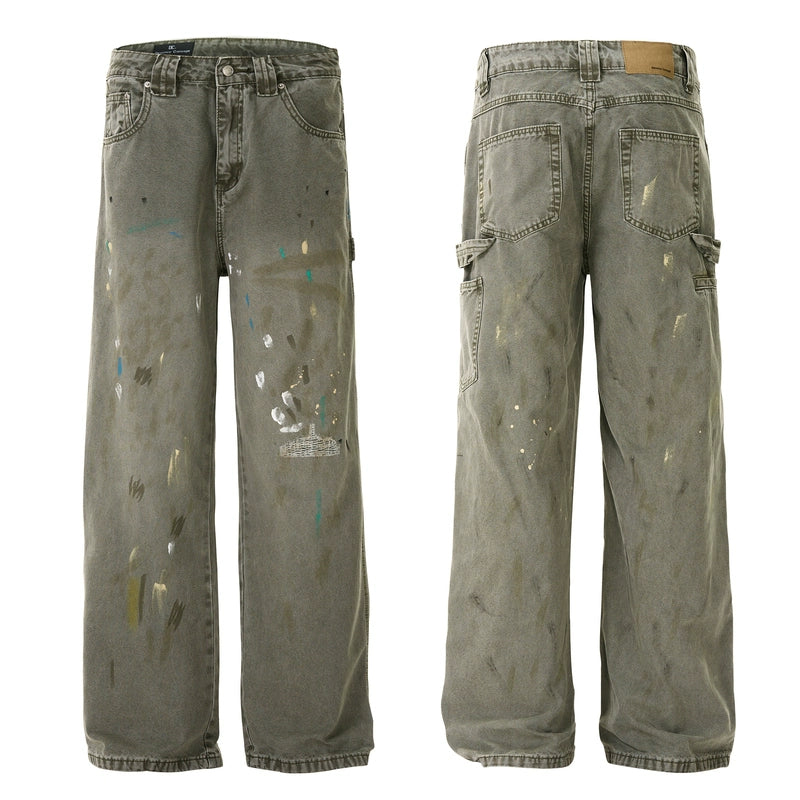 F3F Select Ink Splashed Distressed Work Painter Jeans | Face 3 Face