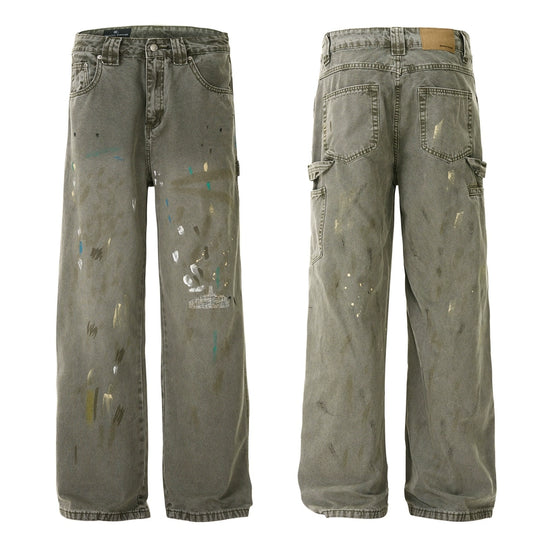 F3F Select Ink Splashed Distressed Work Painter Jeans | Face 3 Face