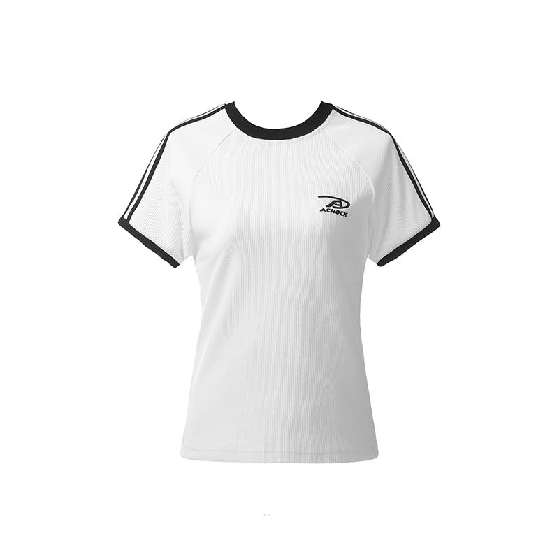 Achock Striped Girls Slim Short Waffle Knit Tee | Face 3 Face