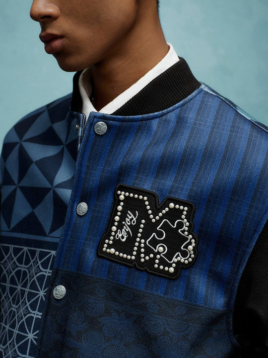 YADcrew x MEDM Patchwork Ethnic Pattern Varsity Jacket | Face 3 Face