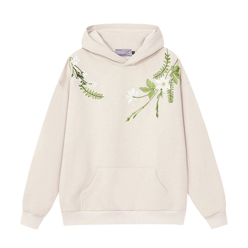 Harsh and Cruel Floral Garland Embroidered Text HACR Hoodie | Face 3 Face