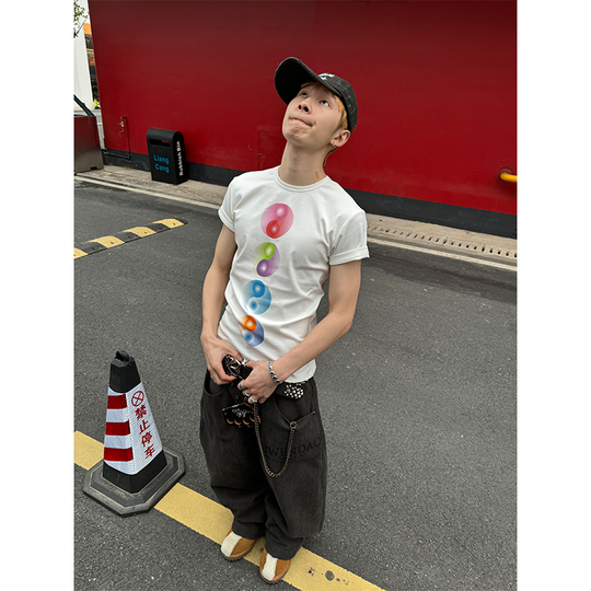 KARMANISTIC Multi Color Yin Yang Print Tee | Face 3 Face