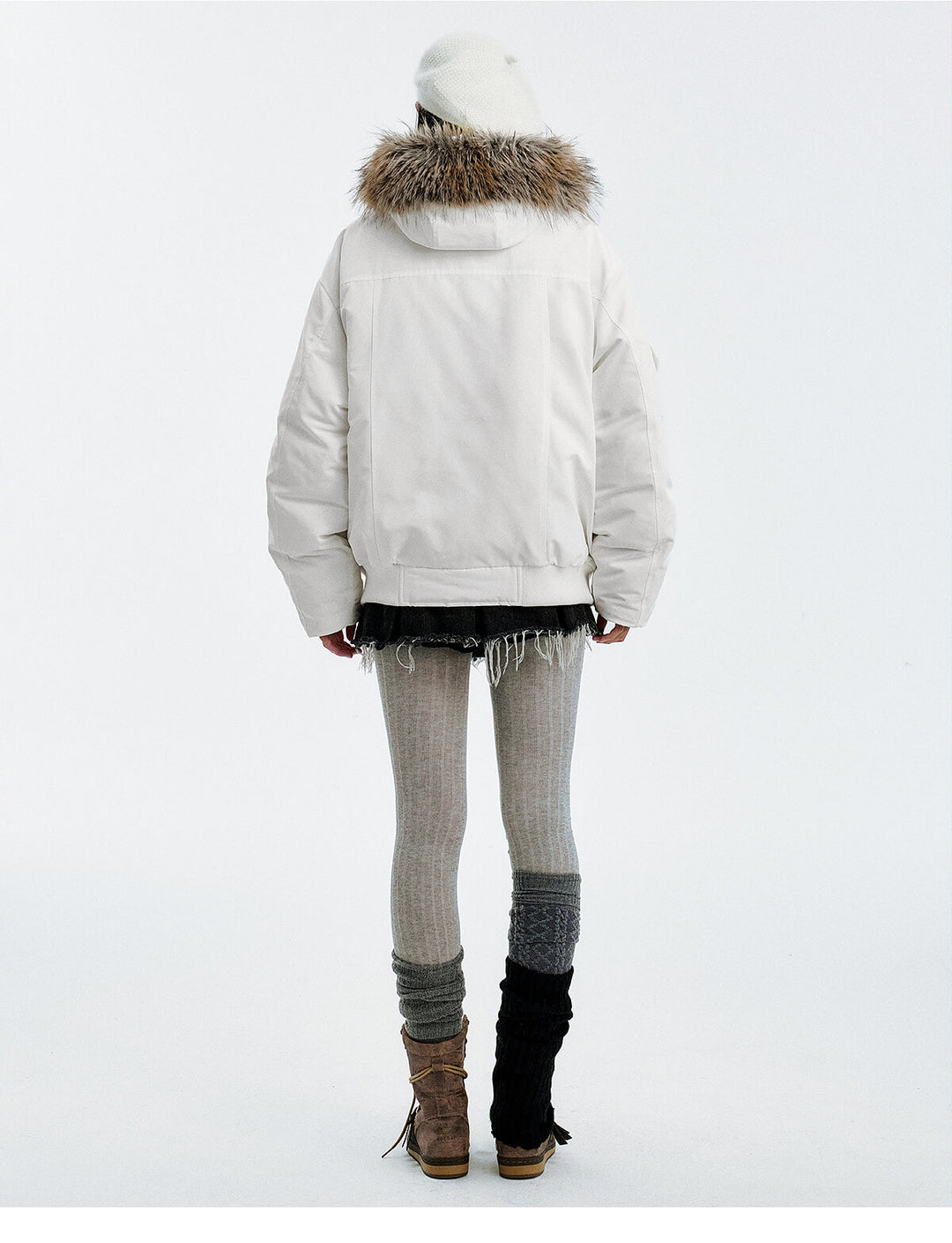 MEDM Detachable Fur Metal Snaps Down Jacket | Face 3 Face