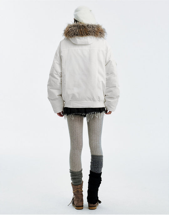 MEDM Detachable Fur Metal Snaps Down Jacket | Face 3 Face
