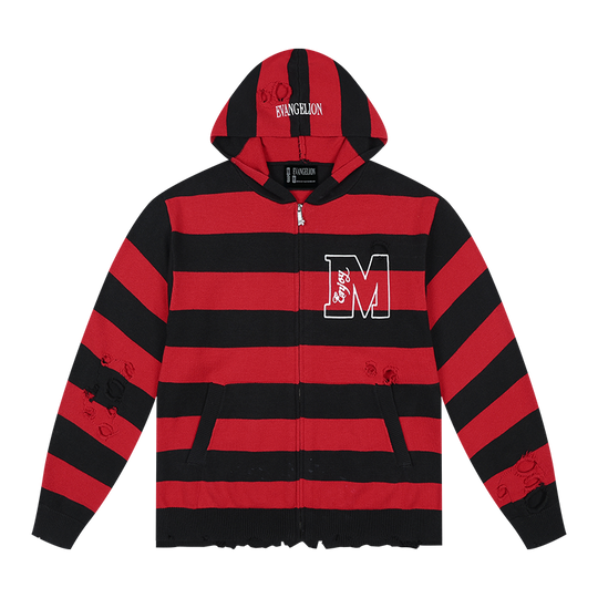 MEDM x EVA Lilith Stripe Zip-Up Knit Hoodie | Face 3 Face
