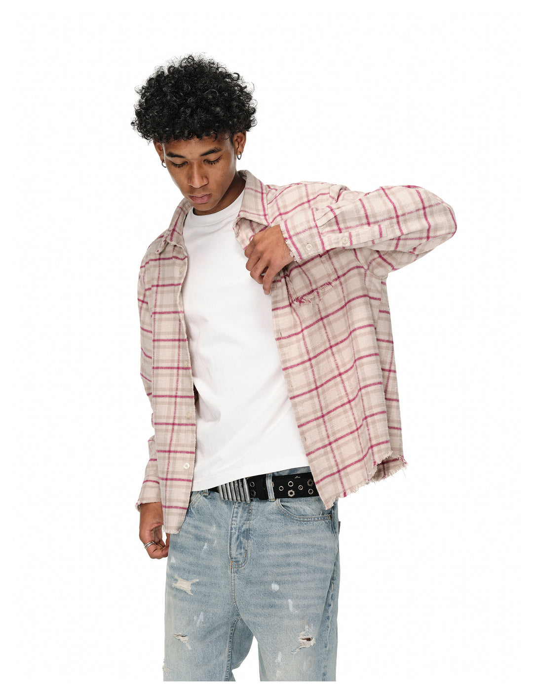 ANTIDOTE Destroyed Plaid Long-Sleeve Shirt | Face 3 Face