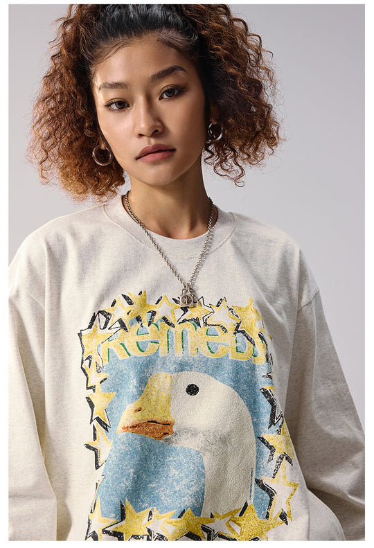 Remedy Duck and Star Aged Print Long Sleeve Tee | Face 3 Face