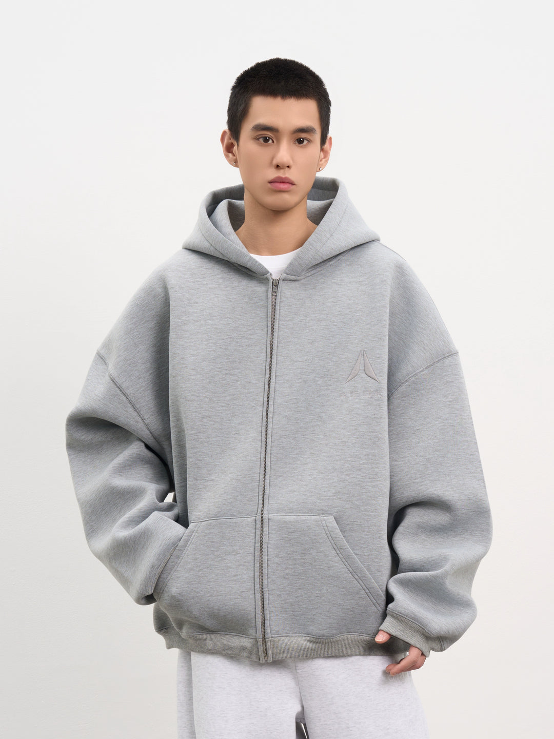 AFGK Air Layer Embroidered Oversized Zip-Up Hoodie | Face 3 Face
