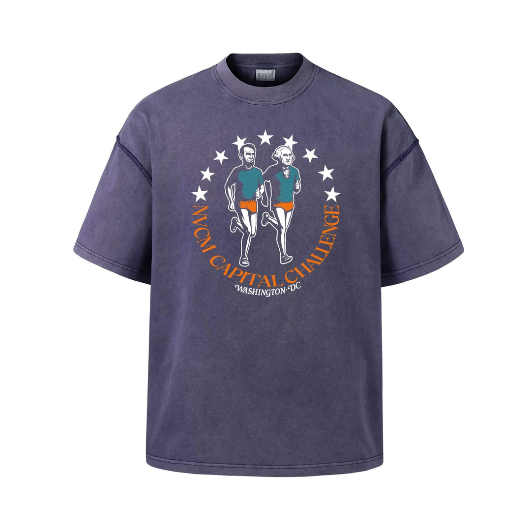NOVACAM Running Graphic Print Washed Short Sleeve Tee | Face 3 Face
