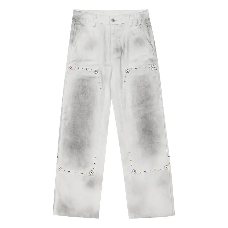 MEDM Gemstone Studded Double Knee Washed Jeans | Face 3 Face