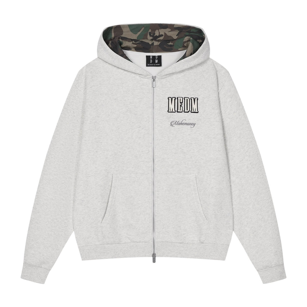 MEDM Contrast Hood Lining Zip Up Hoodie | Face 3 Face