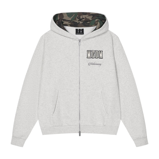 MEDM Contrast Hood Lining Zip Up Hoodie | Face 3 Face