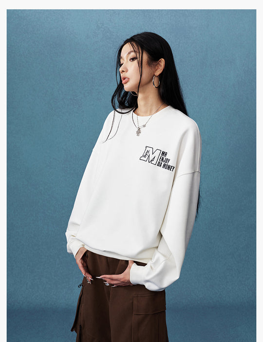 MEDM Logo Label Embroidered Suede Sweatshirt | Face 3 Face