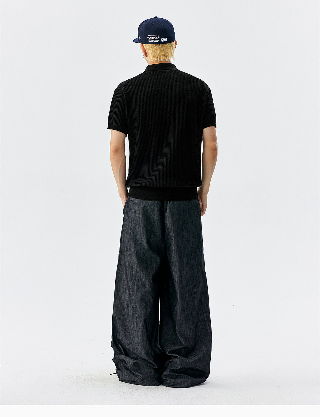 MEDM Rose Embroidered Textured Stripe Knit Polo | Face 3 Face