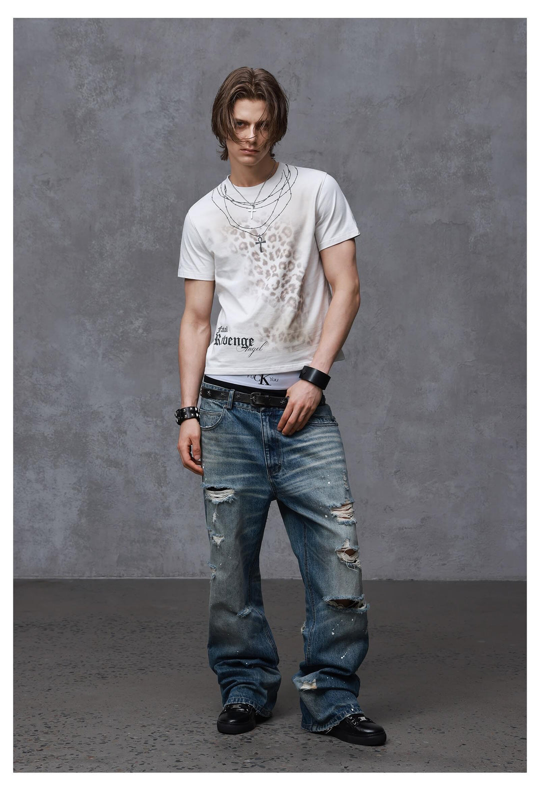 ANTIDOTE Back Embroidery Washed Distressed Jeans | Face 3 Face
