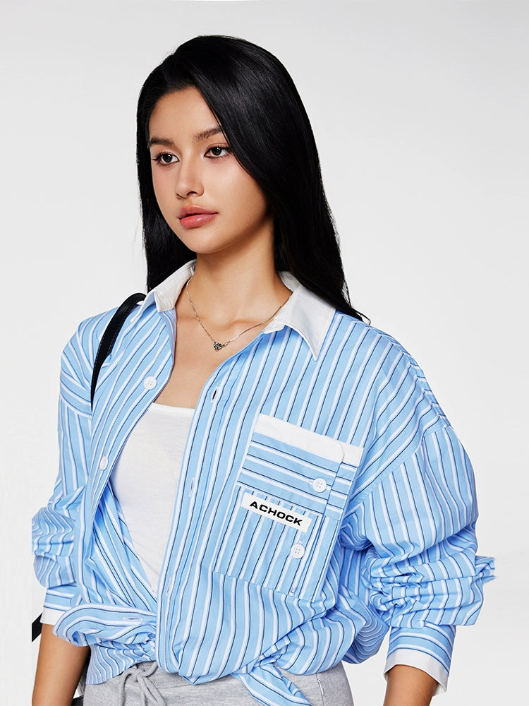 Achock Color Blocking Striped Long Sleeved Shirt | Face 3 Face