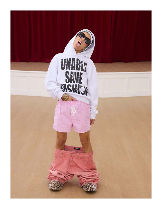 KARMANISTIC Rhinestone Embellished Slogan Print Hoodie | Face 3 Face